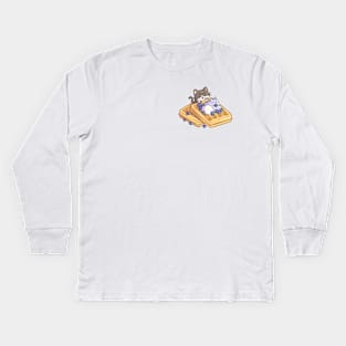 Cute Waffle Cat Kids Long Sleeve T-Shirt